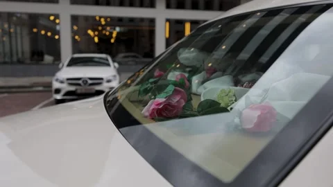 Rose in car, rolls royce Stock-Footage 220137795