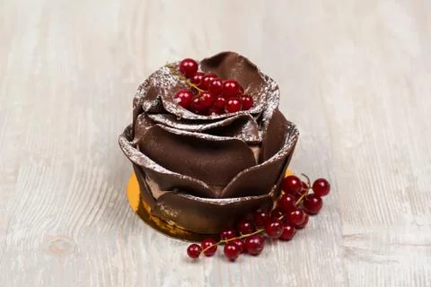 The rose chocolate cake on the table Stock Photos