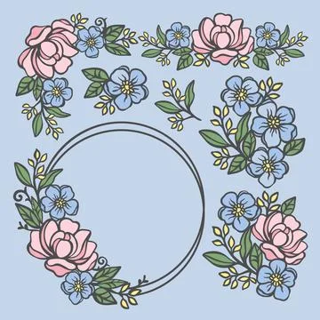 ROSE COMPOSITIONS Floral Wedding Vector Illustration Set Stock Illustration