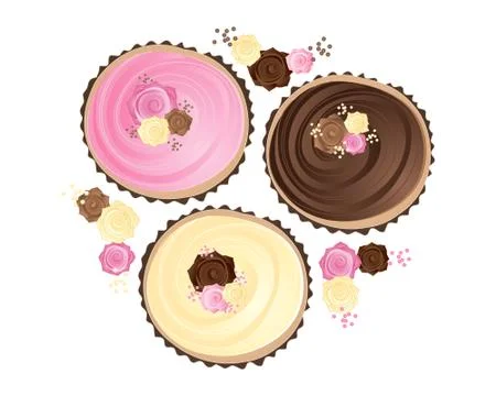 Rose cupcakes Stock Illustration