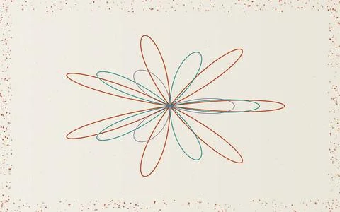 Rose Curve Mathematical Flower Pattern in Lava and Teal Stock Illustration