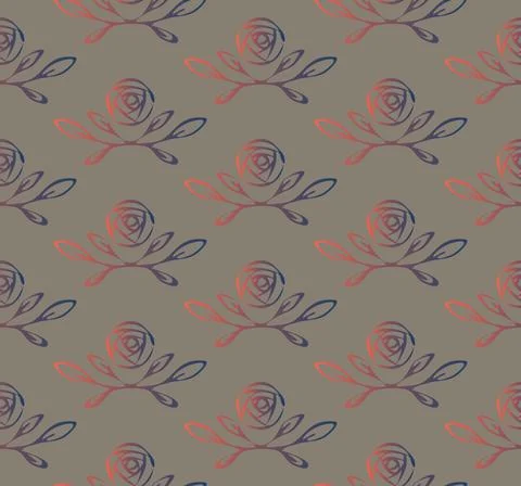 Rose doodle seamless pattern. Hand drawn floral composition repeating template Stock Illustration