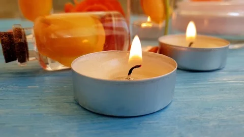 Rose extract, candle, slow motion Stock Footage 96096116