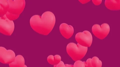 Rose falling Hearts on Violet Wallpaper for romantic presentation Stock Footage 344933350