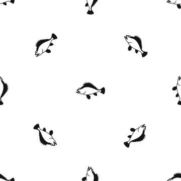 Rose fish, Sebastes norvegicus pattern seamless black Stock Illustration