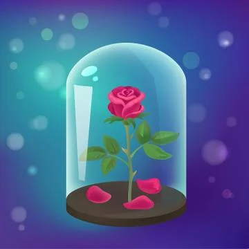Rose in the flask. Vector illustration. Stock Illustration