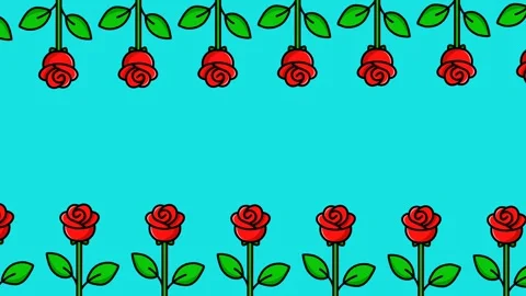 Rose Flower Border Loop Animation Opposite Motion Stock Footage 330090647