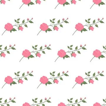 Rose flower branch seamless pattern Stock Illustration