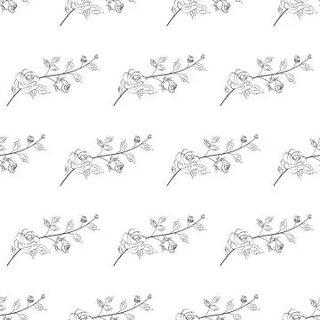 Rose flower branch seamless pattern Stock Illustration