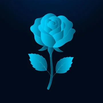 Rose flower icon with glowing gradient on dark background. Stock Illustration