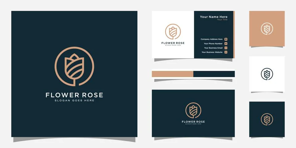 Rose flower logo vector design and business card design Stock Illustration
