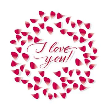 Rose flower petal pattern in circle composition. Stock Illustration