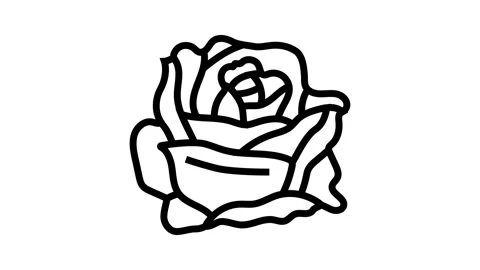 Rose flower spring line icon animation Stock Footage 326135337