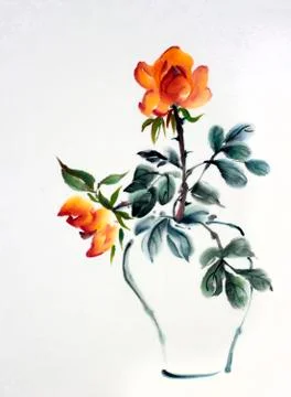 Rose flower in a vase Stock Illustration
