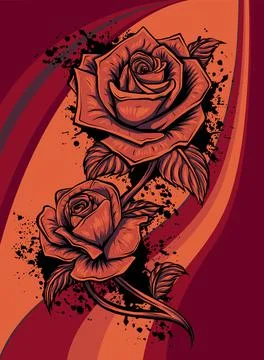 Rose flower vector design, beautiful rose flower art and illustration 스톡 일러스트