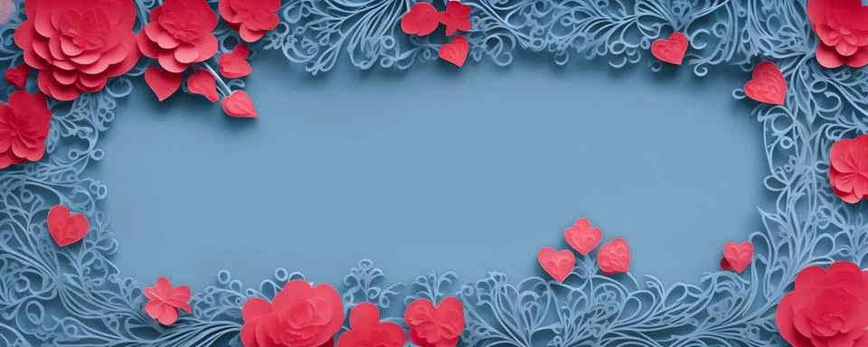 Rose flowers frame, botanic background, Valentines Day Concept, Top view, C.. Stock Illustration