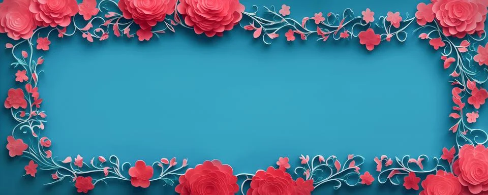 Rose flowers frame, botanic background, Valentines Day Concept, Top view, C.. Stock Illustration