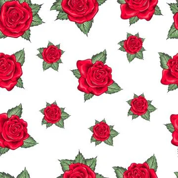 Rose flowers seamless pattern background. Tender beautiful lowers. 스톡 일러스트