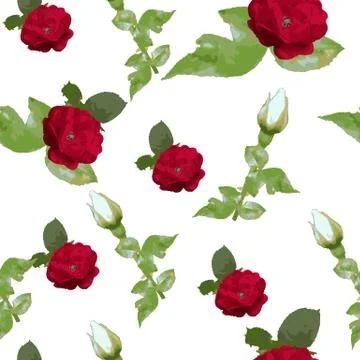 Rose flowers seamless pattern design, watercolor style, textile fashion design Stock Illustration