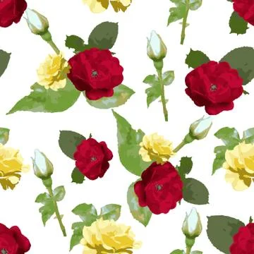 Rose flowers seamless pattern design, watercolor style, textile fashion design Stock Illustration