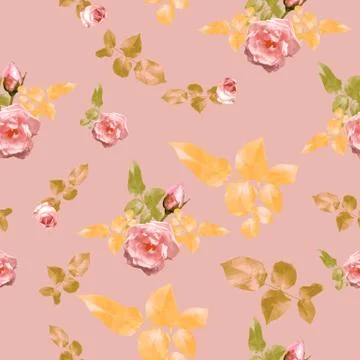 Rose flowers seamless pattern design, watercolor style, textile fashion design 스톡 일러스트
