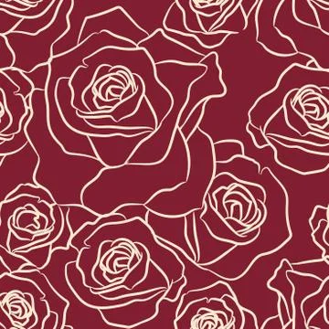 Rose Flowers Seamless Pattern Stock Illustration