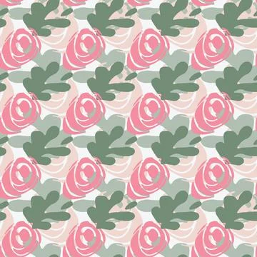 Rose flowers seamless vector pattern Stock Illustration