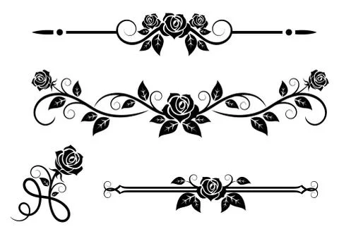 Rose flowers with vintage elements Stock Illustration
