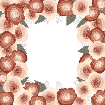 Rose frame for a postcard, cut square form Stock Illustration