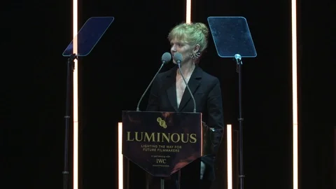 Rose Glass talking on stage during LFF 2019 Video stock 119577237