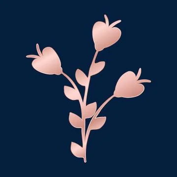 Rose gold botanical element on a navy blue background イラスト素材