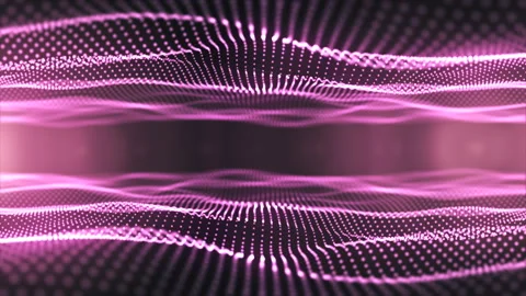 Rose gold digital particle waves seamlessly flowing to the camera Stock Footage 256609176