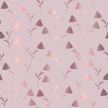 Rose gold seamless  floral   pattern on pink background Ilustración de archivo