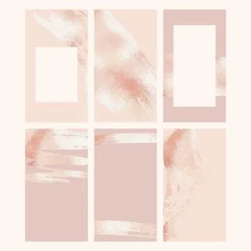 Rose gold. Set of vector backgrounds for social media and blogs. Stockillustratie