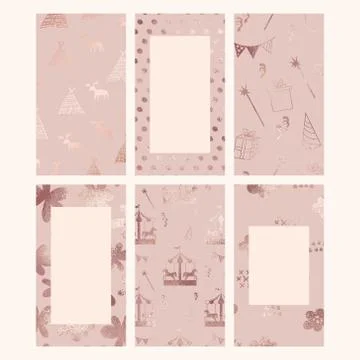 Rose gold. Set of vector backgrounds for social media and blogs. Stock Illustration