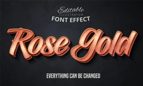 Rose gold text, editable font effect Stock Illustration
