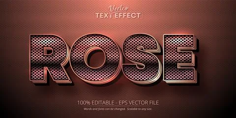 Rose gold text effect, shiny rose gold alphabet style Stock Illustration