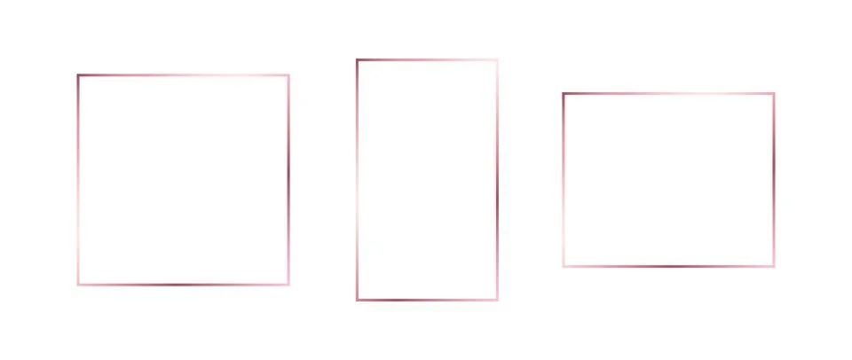 Rose gold thin frame set. Pink gold geometric borders in art deco style. Thin Stock Illustration