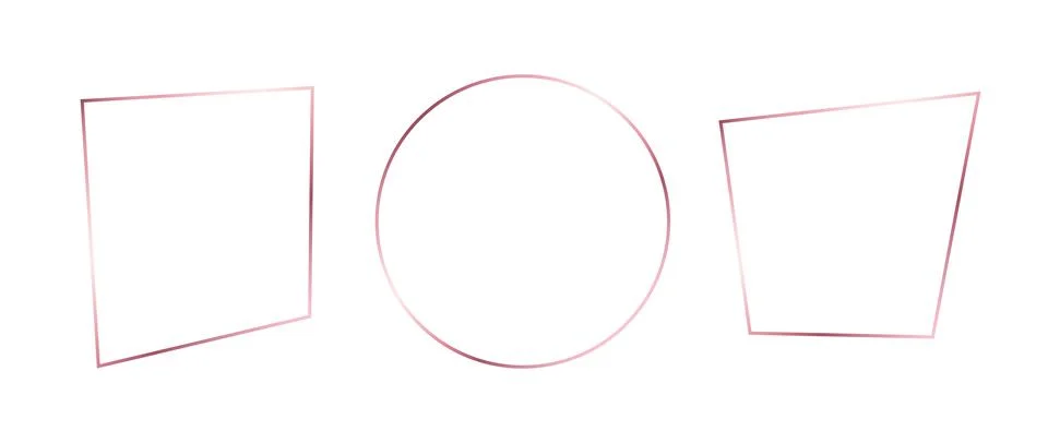 Rose gold thin frames set. Pink gold geometric borders in art deco style. Thin Stock Illustration