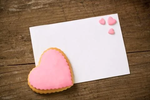 Rose heart and empty postcard Stock Photos