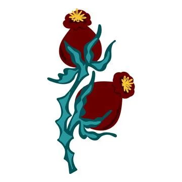 Rose hips fruit flat cartoon style vector Stock Illustration