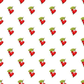Rose hips seamless pattern with leaves on branches Stock Illustration
