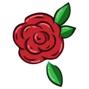 Rose icon. Flower with a leaf. Vector illustration flower rose. Simple hand d Stock Illustration