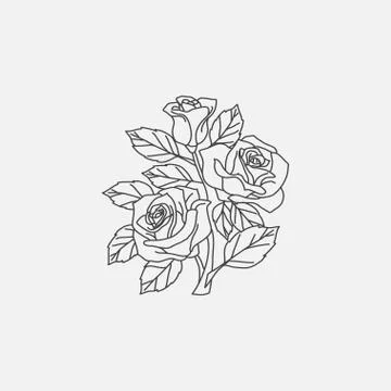 Rose icon linear vector Stock Illustration
