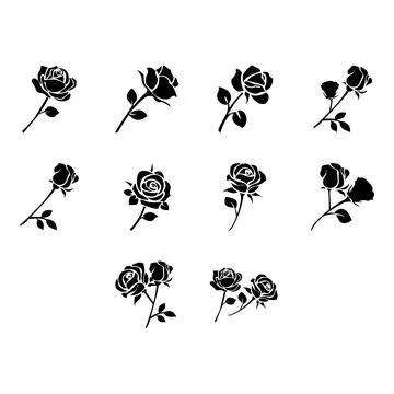Rose icon set 스톡 일러스트