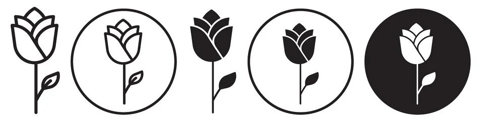 Rose Icon vector set collection for web 库存插图