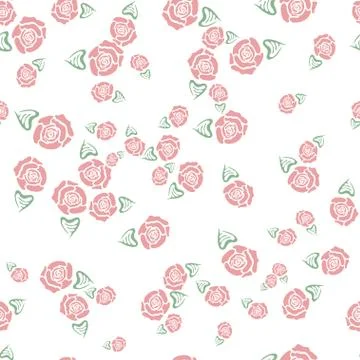 Rose with leaf seamless pattern Stock Illustration
