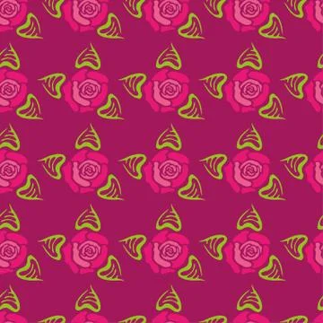 Rose with leaf seamless pattern Stock Illustration