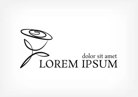 Rose line logo design template Stock Illustration
