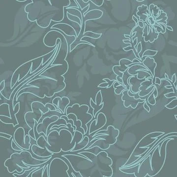 Rose linear style seamless pattern. Retro floral texture. Vintage Flora ornam Stockillustratie